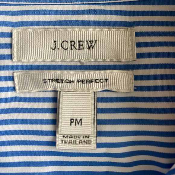 J Crew Stretch Perfect Womens Shirt Sz PM Striped Blue Long Sleeve Button Up - Picture 5 of 6